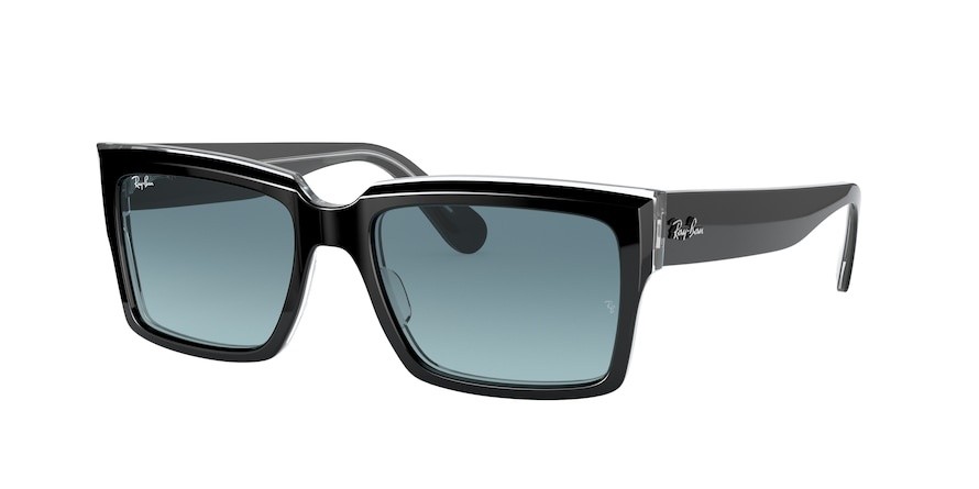 Occhiali da sole Ray-Ban Inverness RB 2191 (12943M) colore black on transparent forma quadrato lenti blu gradient