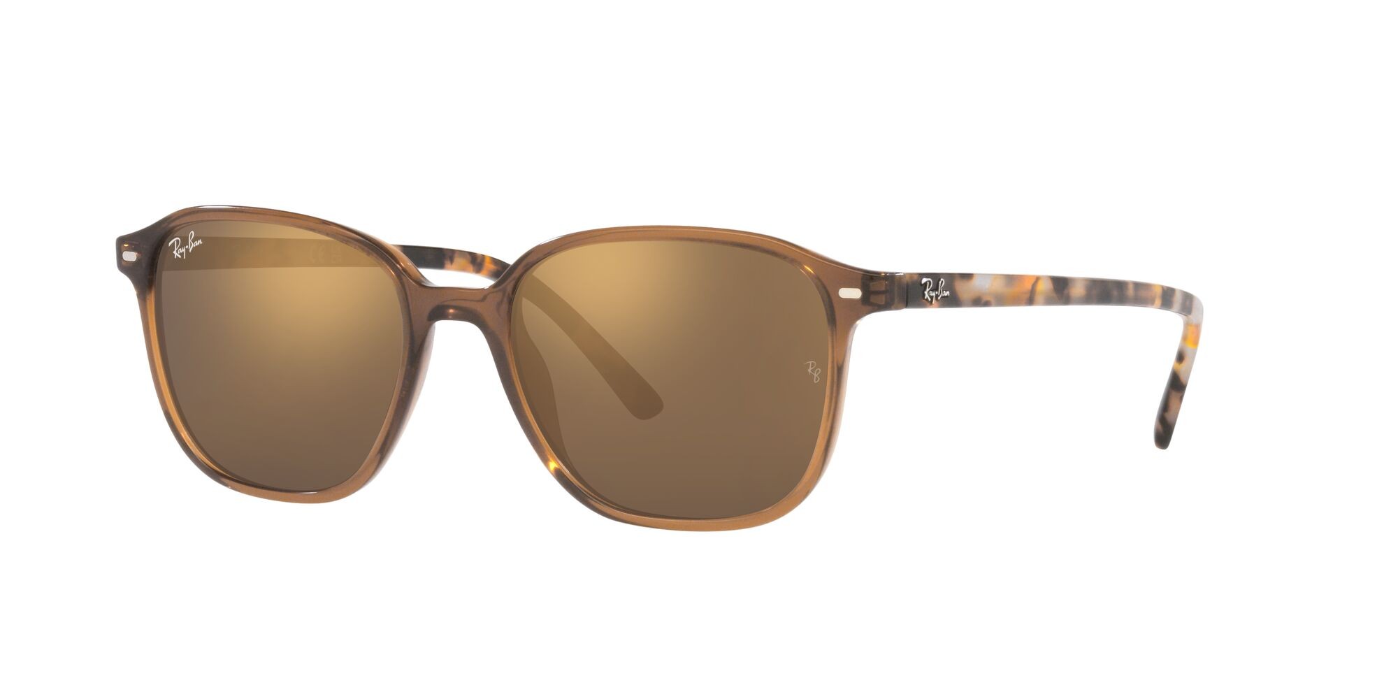 Occhiali da sole Ray-Ban Leonard RB 2193 (663693) colore marrone trasparente forma quadrato lenti marrone chiaro specchiato oro