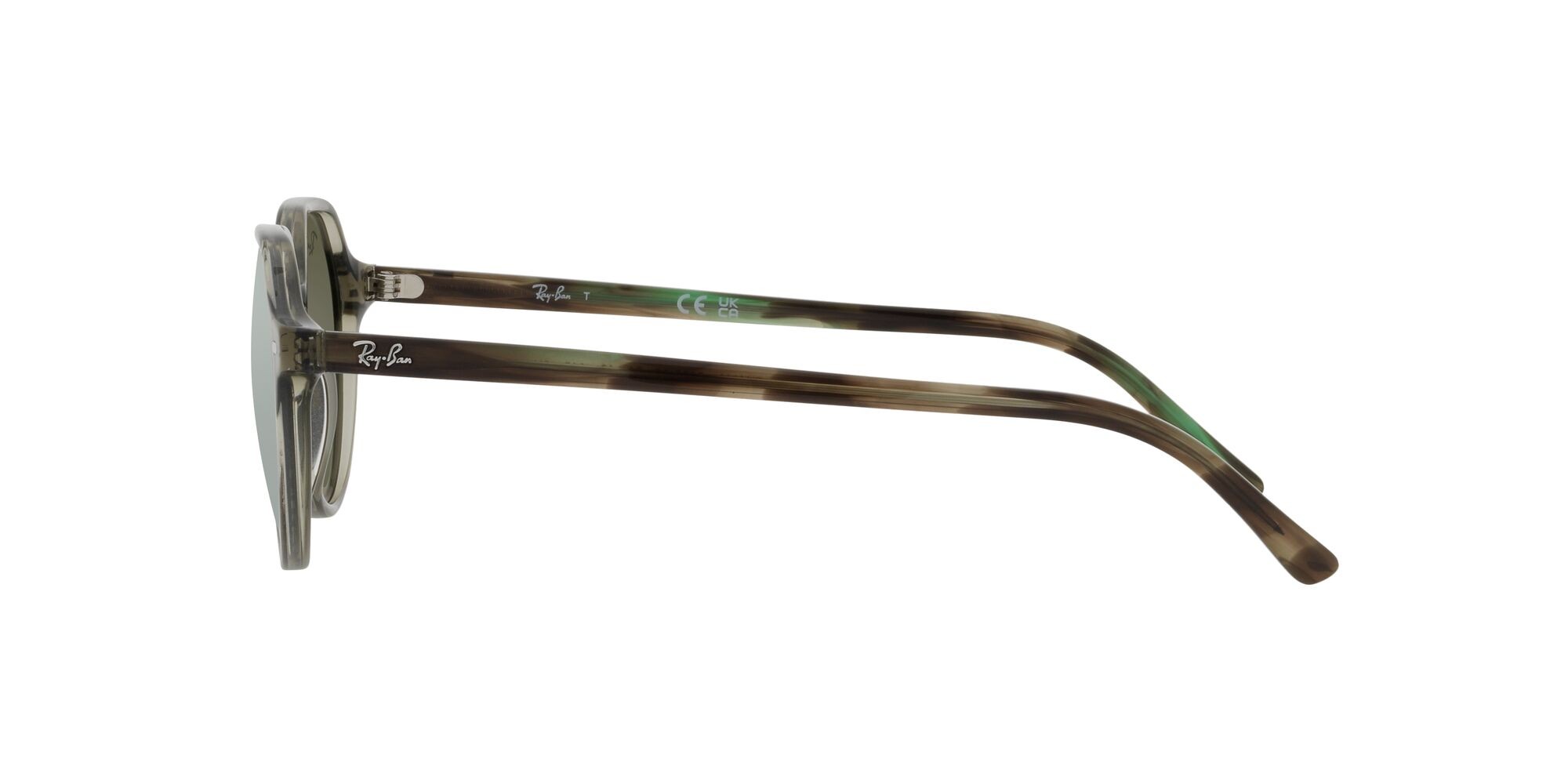 Occhiali da sole Ray-Ban Thalia RB 2195 (66355C) colore verde trasparente forma quadrato lenti specchiata grigia