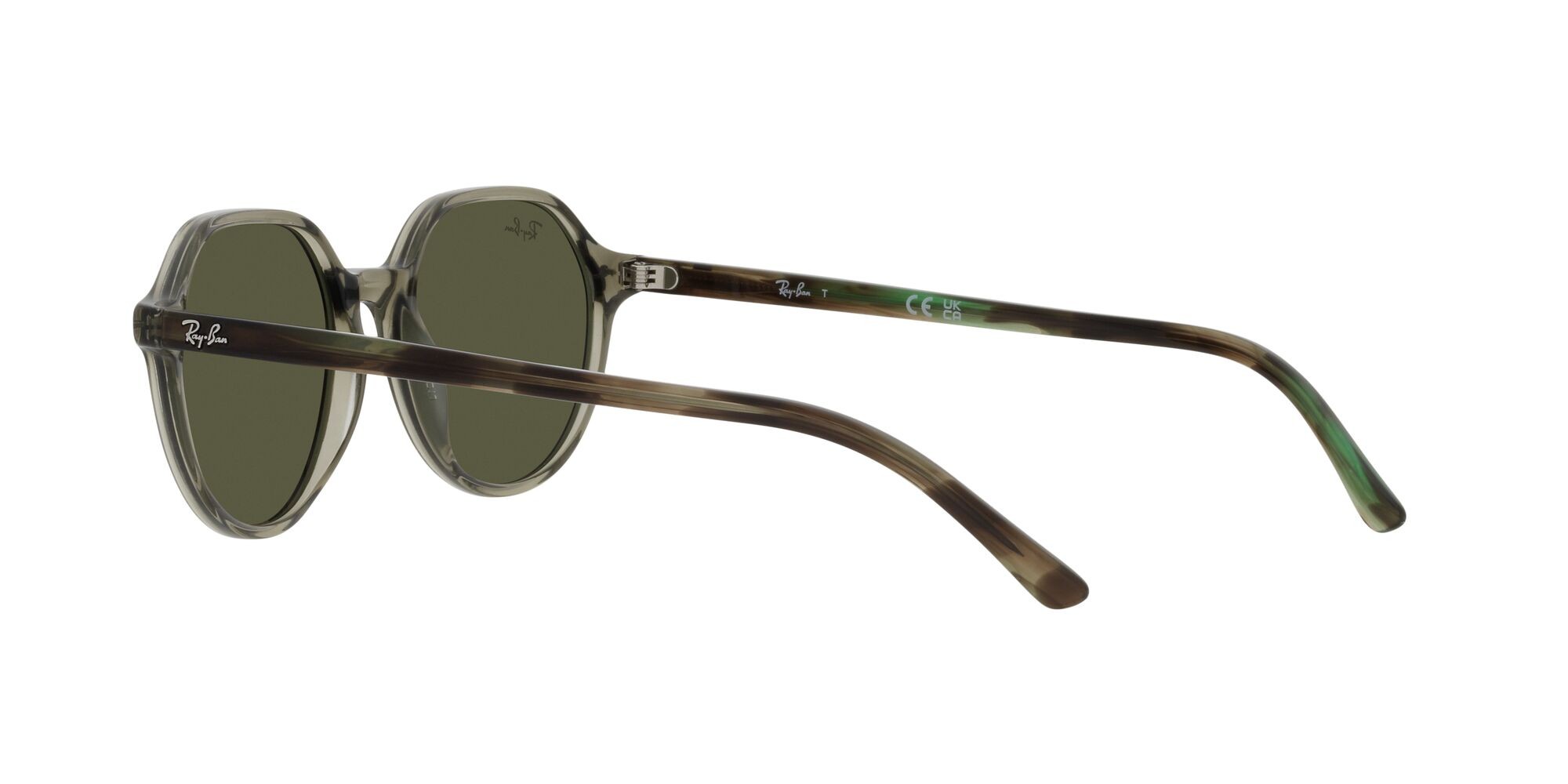 Occhiali da sole Ray-Ban Thalia RB 2195 (66355C) colore verde trasparente forma quadrato lenti specchiata grigia