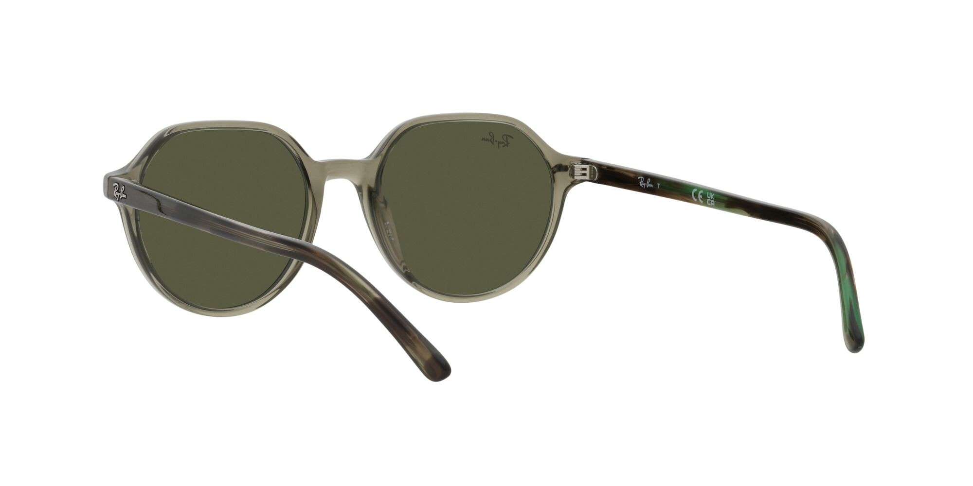 Occhiali da sole Ray-Ban Thalia RB 2195 (66355C) colore verde trasparente forma quadrato lenti specchiata grigia