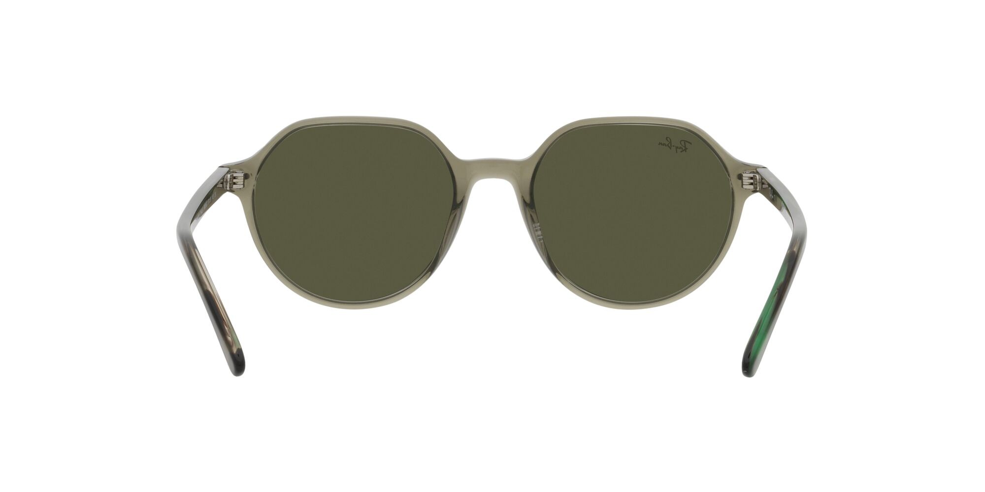 Occhiali da sole Ray-Ban Thalia RB 2195 (66355C) colore verde trasparente forma quadrato lenti specchiata grigia
