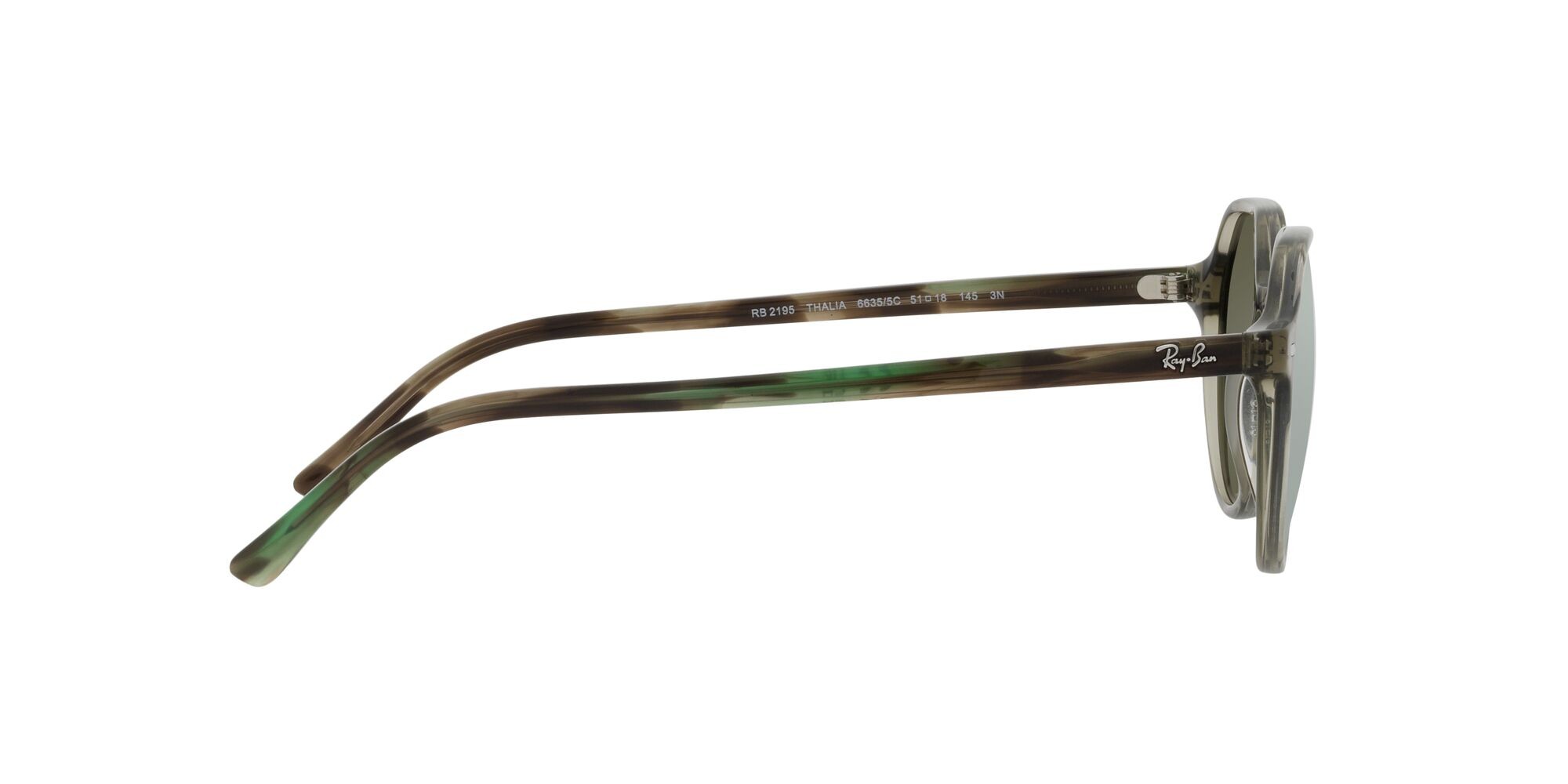 Occhiali da sole Ray-Ban Thalia RB 2195 (66355C) colore verde trasparente forma quadrato lenti specchiata grigia