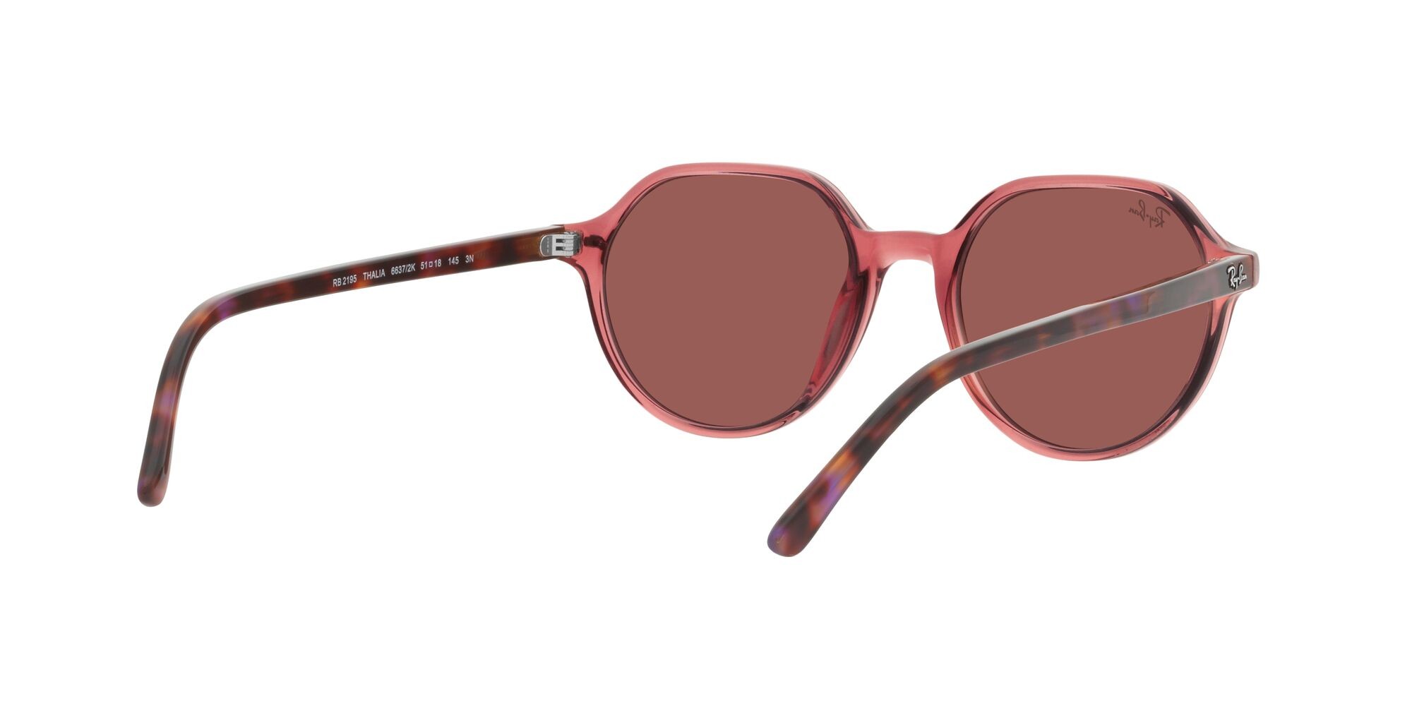 Sonnenbrillen Ray-Ban Thalia RB 2195 (66372K) farbe rosa trasparente form quadratisch 