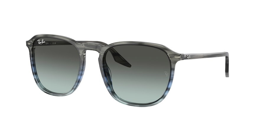 Occhiali da sole Ray-Ban RB 2203 (1391GK) colore blu e grigio a strisce forma quadrato lenti blu vintage