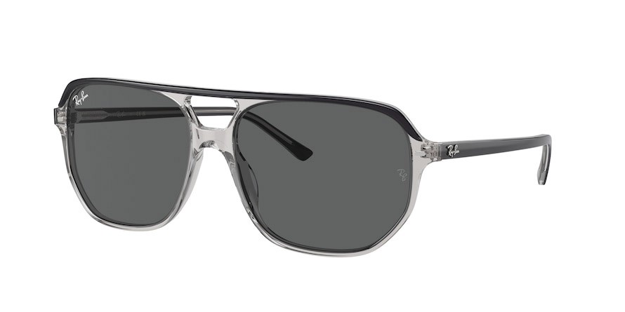 Occhiali da sole Ray-Ban Bill One RB 2205 (1396B1) colore grigio scuro su grigio trasparente forma irregolare lenti grigio scuro