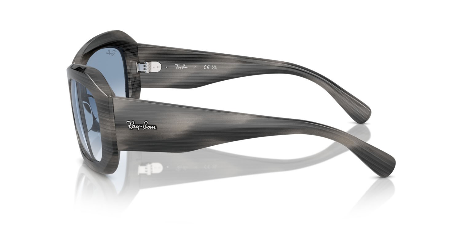 Sonnenbrillen Ray-Ban Beate RB 2212 (14043F) farbe striato grigio form quadratisch gläser clear & blue