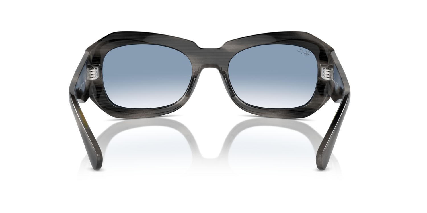 Sonnenbrillen Ray-Ban Beate RB 2212 (14043F) farbe striato grigio form quadratisch gläser clear & blue