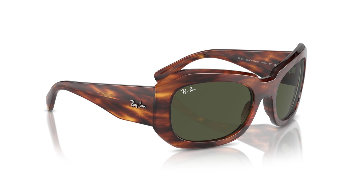 Sonnenbrillen Ray-Ban Beate RB 2212 (954/31) farbe striato havana form quadratisch gläser verde