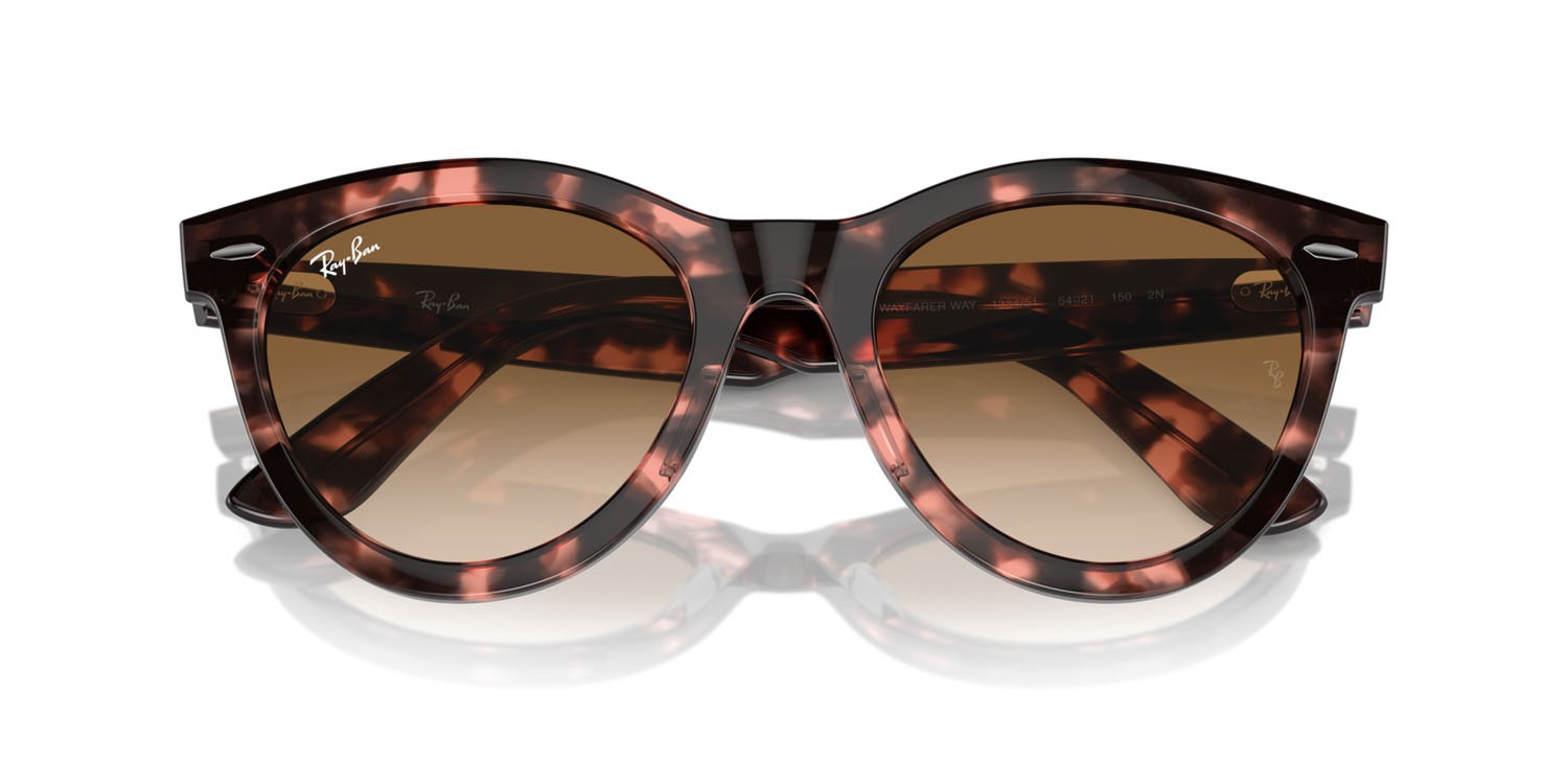 Sonnenbrillen Ray-Ban Wayfarer Way RB 2241 (133451) farbe havana rosa form rund gläser clear & brown