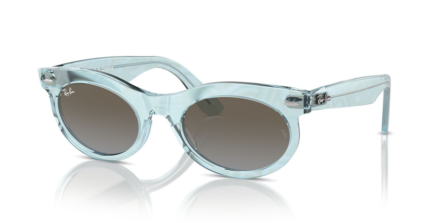 Sonnenbrillen Ray-Ban Wayfarer Oval Change RB 2242 (138596) farbe photo waves azure form oval gläser blu/marrone