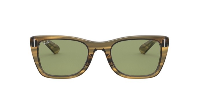 Sonnenbrillen Ray-Ban Caribbean RB 2248 (13134E) farbe striped yellow form rechteckig gläser green bottle