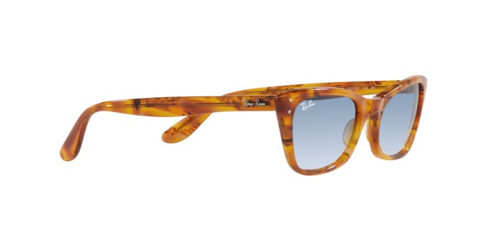 Sonnenbrillen Ray-Ban Lady burbank RB 2299 (13423F) farbe amber tortoise form cat-eye gläser clear gradient blue