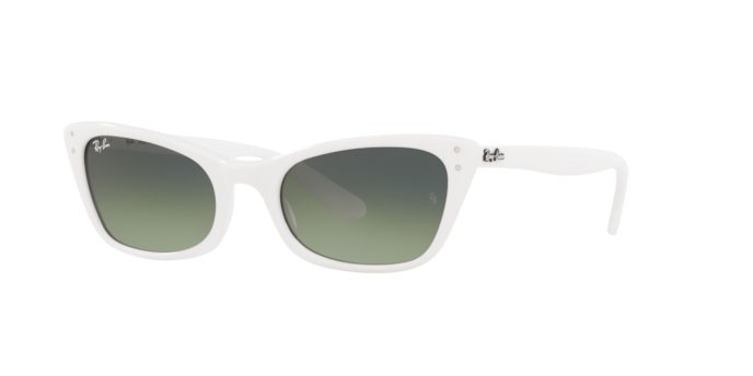 Sonnenbrillen Ray-Ban Lady burbank RB 2299 (975/BH) farbe white form cat-eye gläser green vintage