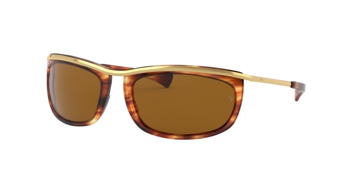 Sonnenbrillen Ray-Ban Olympian i RB 2319 (954/57) farbe stripped havana form oval gläser polar brown