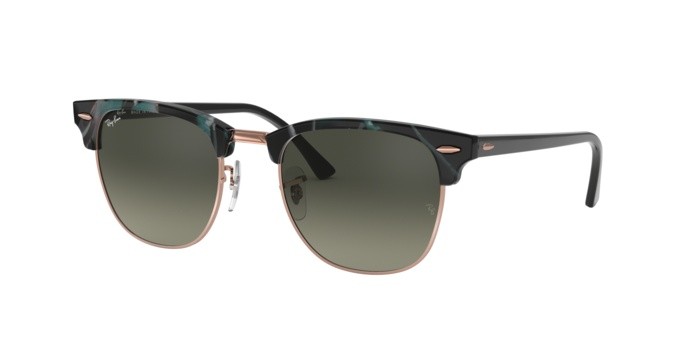 Occhiali da sole Ray-Ban Clubmaster RB 3016 (125571) colore spotted grey/green forma quadrato lenti grey gradient dark