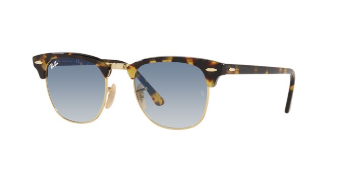 Sonnenbrillen Ray-Ban Clubmaster RB 3016 (13353F) farbe yellow havana form quadratisch gläser clear gradient blue