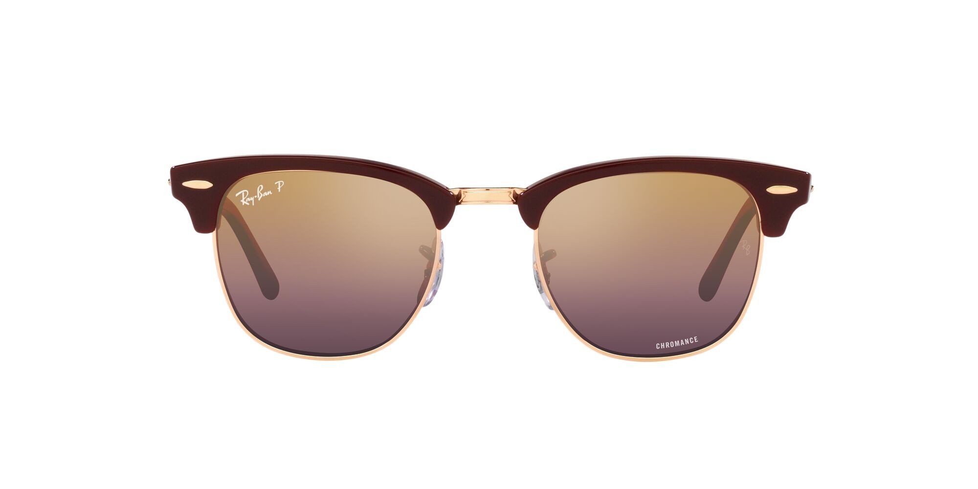 Occhiali da sole Ray-Ban Clubmaster RB 3016 (1365G9) colore bordeaux on rose gold forma quadrato lenti rosso