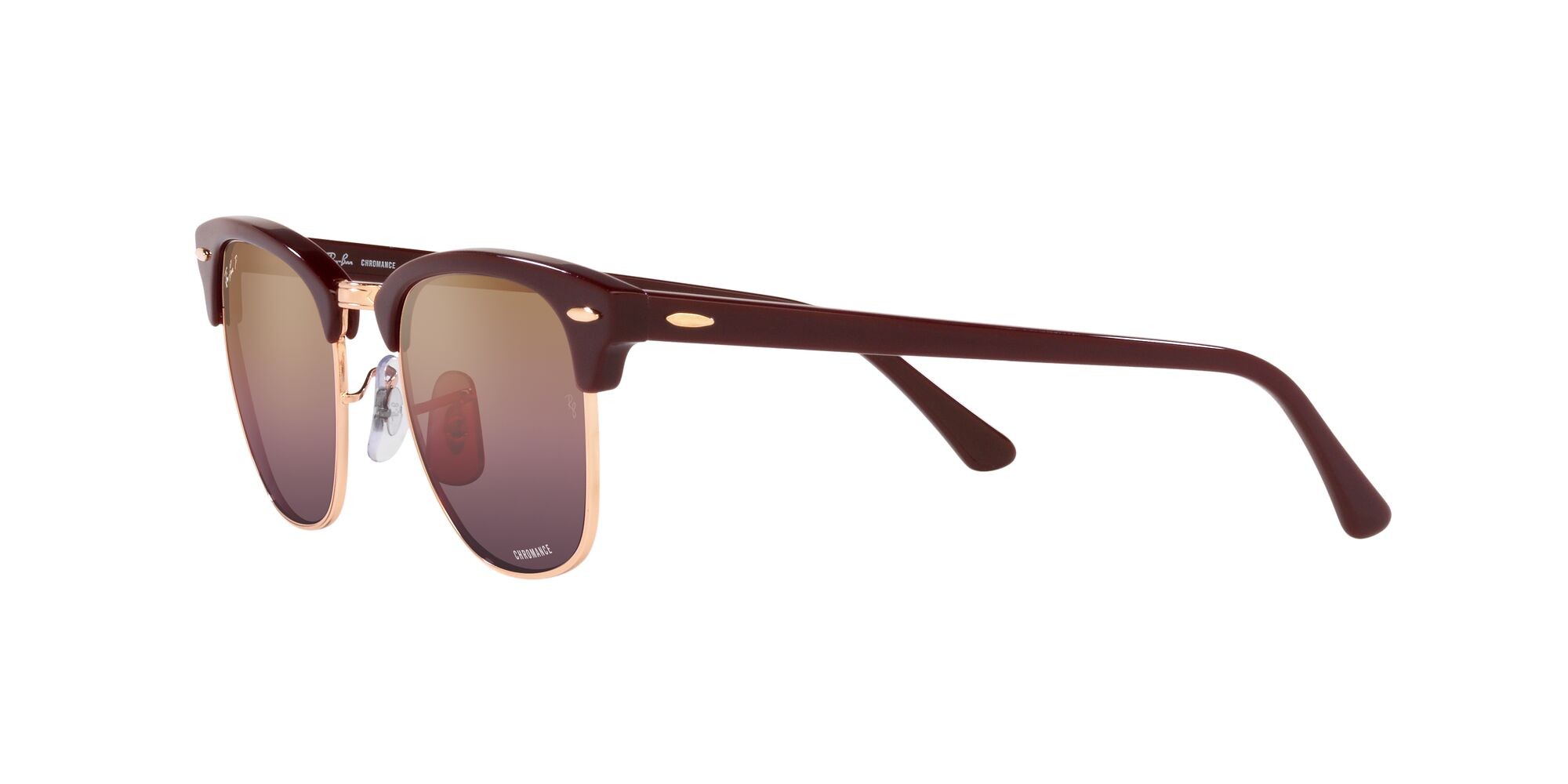 Occhiali da sole Ray-Ban Clubmaster RB 3016 (1365G9) colore bordeaux on rose gold forma quadrato lenti rosso