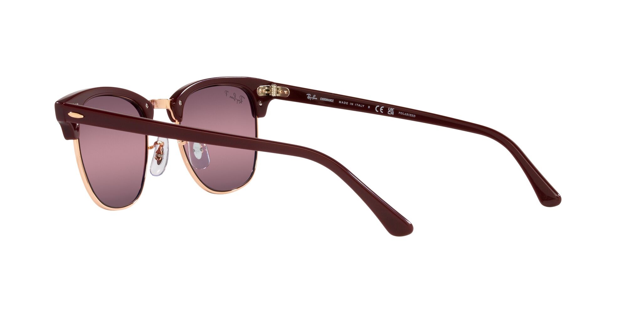 Occhiali da sole Ray-Ban Clubmaster RB 3016 (1365G9) colore bordeaux on rose gold forma quadrato lenti rosso