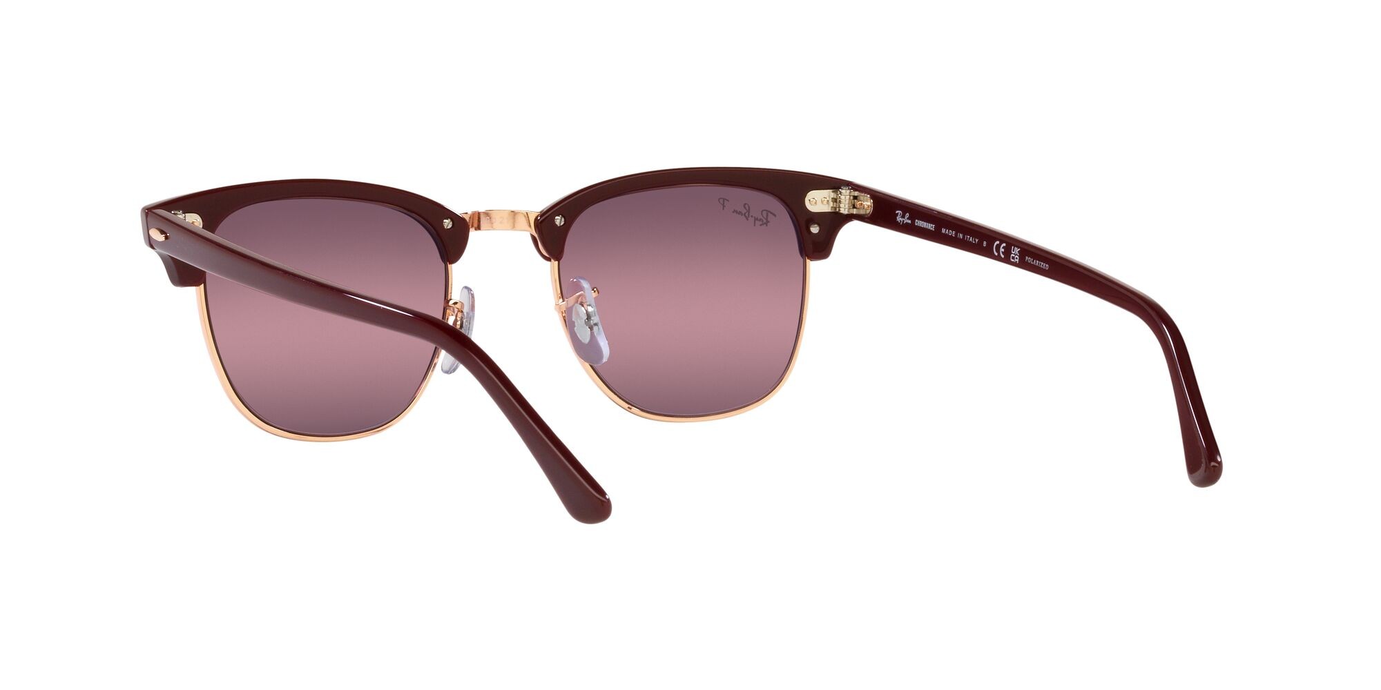 Occhiali da sole Ray-Ban Clubmaster RB 3016 (1365G9) colore bordeaux on rose gold forma quadrato lenti rosso
