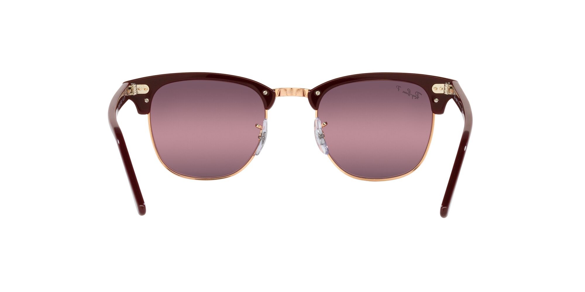 Occhiali da sole Ray-Ban Clubmaster RB 3016 (1365G9) colore bordeaux on rose gold forma quadrato lenti rosso