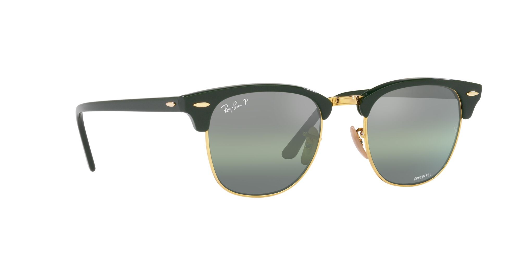 Sonnenbrillen Ray-Ban Clubmaster RB 3016 (1368G4) farbe green on arista form quadratisch gläser silver/green mirror chromance