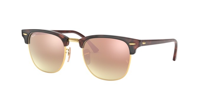 Sonnenbrillen Ray-Ban Clubmaster Flash Lenses Gradient RB 3016 (990/7O) farbe shiny red/havana form browline gläser copper flash gradient