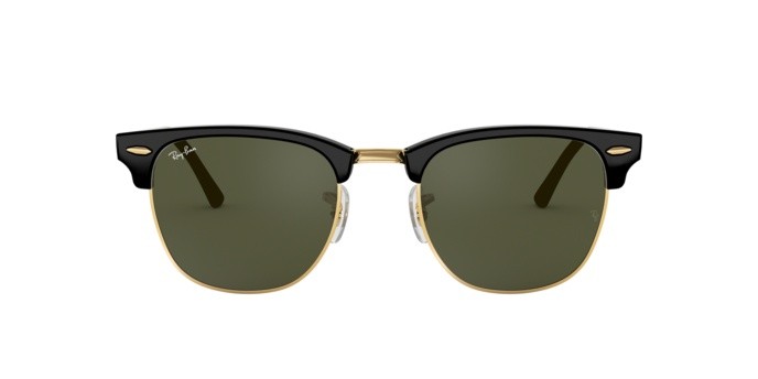 Sonnenbrillen Ray-Ban Clubmaster RB 3016F (W0365) farbe ebony/oro form quadratisch gläser green