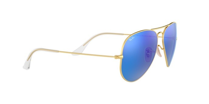 Occhiali da sole Ray-Ban Aviator Flash Lenses RB 3025 (112/17) colore matte gold forma aviator lenti cry.green  mirror multil.blue