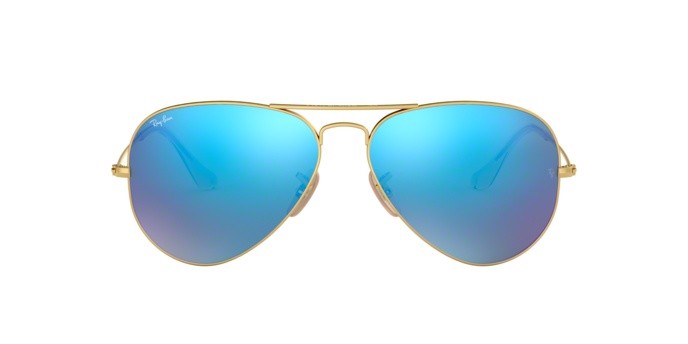 Occhiali da sole Ray-Ban Aviator Flash Lenses RB 3025 (112/17) colore matte gold forma aviator lenti cry.green  mirror multil.blue