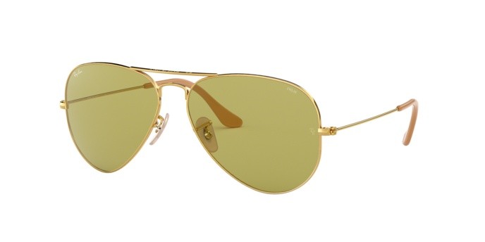 Sonnenbrillen Ray-Ban Aviator Washed Evolve RB 3025 (90644C) farbe gold form aviator gläser photo green