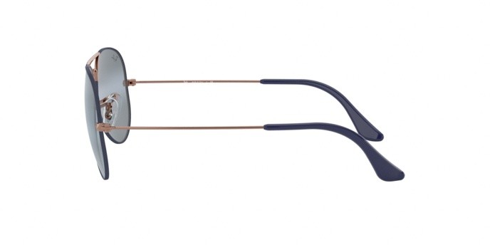 Sonnenbrillen Ray-Ban Aviator large metal RB 3025 (9156AJ) farbe copper on matte dark blue form aviator gläser blue bi-mirror grey