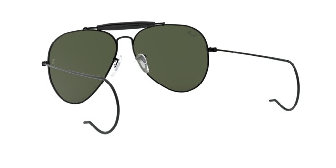 Occhiali da sole Ray-Ban Outdoorsman RB 3030 (L9500) colore black forma aviator lenti crystal green