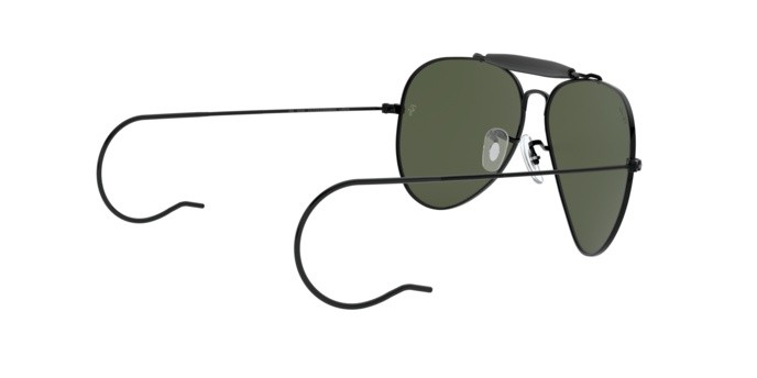Occhiali da sole Ray-Ban Outdoorsman RB 3030 (L9500) colore black forma aviator lenti crystal green