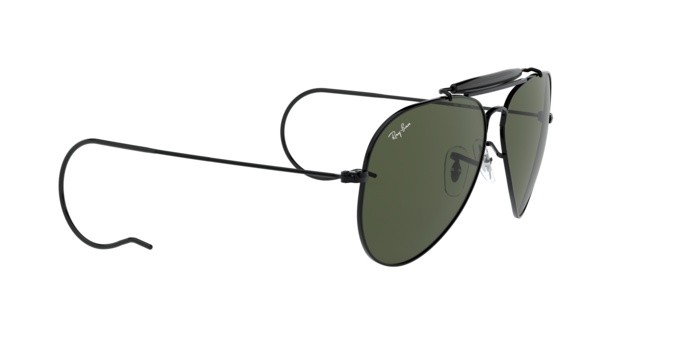 Occhiali da sole Ray-Ban Outdoorsman RB 3030 (L9500) colore black forma aviator lenti crystal green