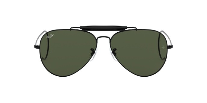 Occhiali da sole Ray-Ban Outdoorsman RB 3030 (L9500) colore black forma aviator lenti crystal green