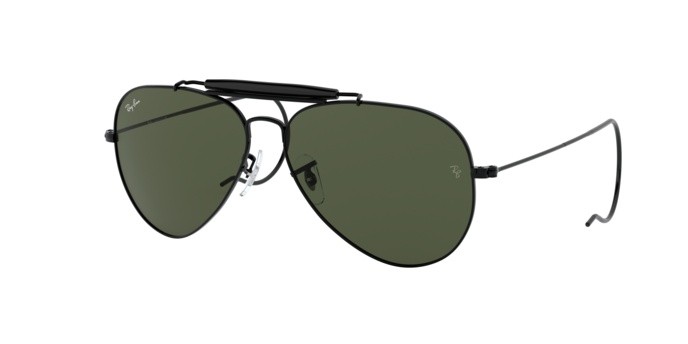 Occhiali da sole Ray-Ban Outdoorsman RB 3030 (L9500) colore black forma aviator lenti crystal green