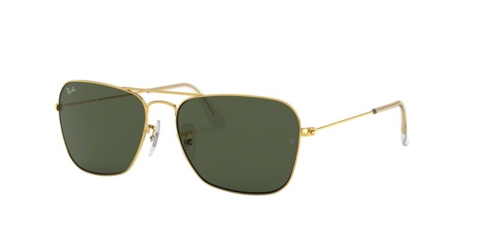 Sunglasses Ray-Ban Caravan RB 3136 (001) color arista shape rectangle lenses crystal green