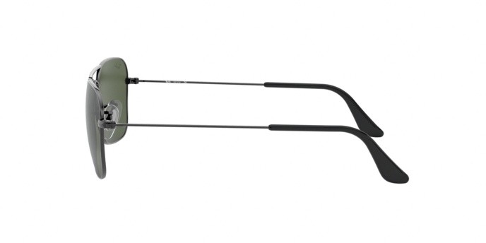 Occhiali da sole Ray-Ban Caravan RB 3136 (004) colore gunmetal forma rettangolare lenti crystal green