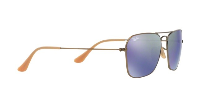 Sonnenbrillen Ray-Ban Caravan RB 3136 (167/68) farbe demiglos brushed bronze form rechteckig gläser blue mirror