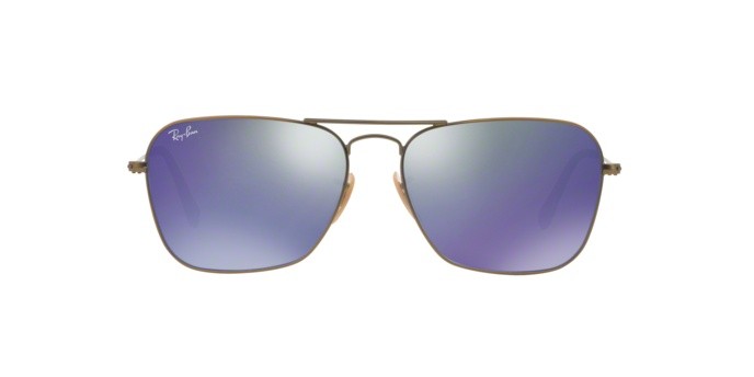 Sonnenbrillen Ray-Ban Caravan RB 3136 (167/68) farbe demiglos brushed bronze form rechteckig gläser blue mirror