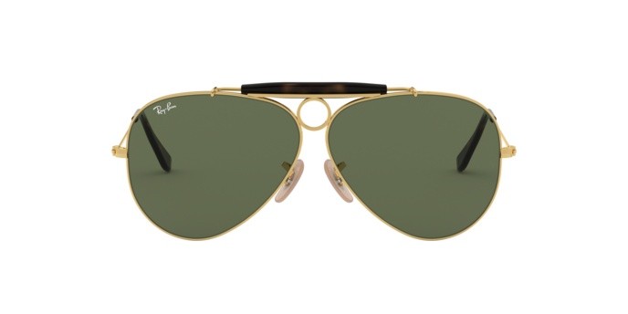 Sonnenbrillen Ray-Ban Shooter RB 3138 (181) farbe gold form aviator gläser crystal green