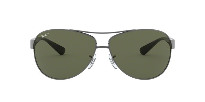 Sonnenbrillen Ray-Ban RB 3386 (004/9A) farbe gunmetal form aviator gläser polar green