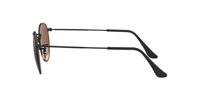 Sunglasses Ray-Ban RB 3447 Round Metal Flash Lenses Gradient (002/4O) color shiny black shape round lenses mirror gradient blue