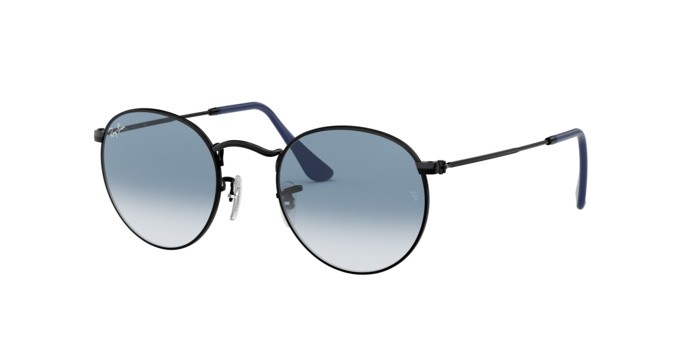 Sonnenbrillen Ray-Ban Round Metal RB 3447 (006/3F) farbe matte black form pantos gläser crystal gradient light blue