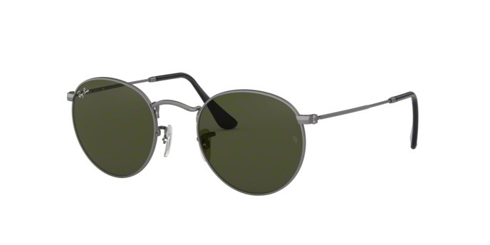 Sonnenbrillen Ray-Ban RB 3447 Round Metal (029) farbe matte gunmetal form rund gläser crystal green