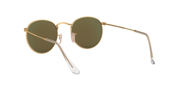 Sonnenbrillen Ray-Ban RB 3447 Round Metal Flash Lenses (112/4L) farbe matte gold form rund gläser blue mirror polar