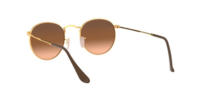 Occhiali da sole Ray-Ban RB 3447 Round Metal (9001A5) colore shiny light bronze forma rotondo lenti pink gradient brown