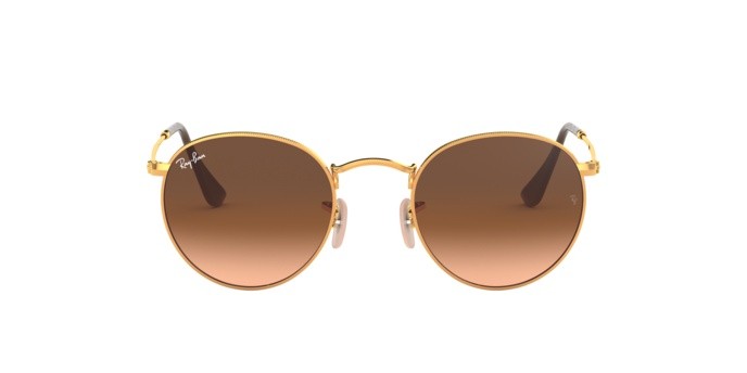 Occhiali da sole Ray-Ban RB 3447 Round Metal (9001A5) colore shiny light bronze forma rotondo lenti pink gradient brown